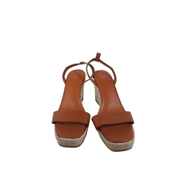 A New Day Womens Tina Cognac Leather Open Toe Wedge Espadrille Heels Size US 11 - Picture 2 of 10